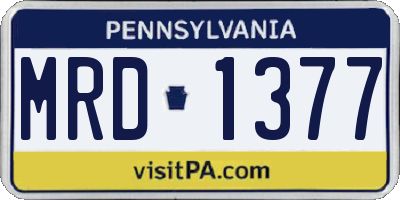 PA license plate MRD1377