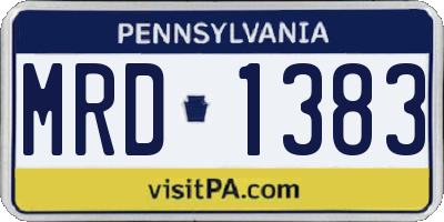 PA license plate MRD1383