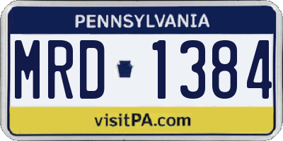 PA license plate MRD1384