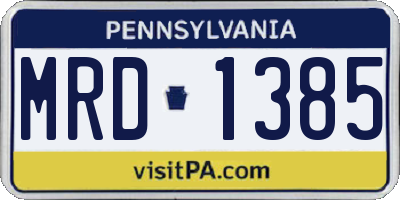 PA license plate MRD1385