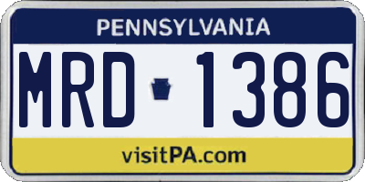 PA license plate MRD1386