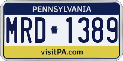 PA license plate MRD1389