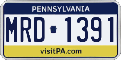 PA license plate MRD1391