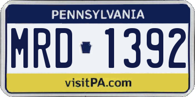 PA license plate MRD1392