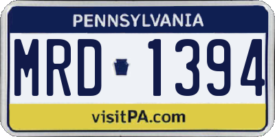 PA license plate MRD1394