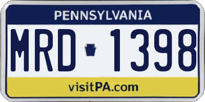 PA license plate MRD1398