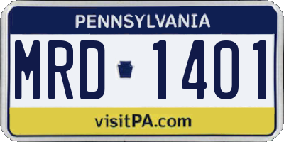 PA license plate MRD1401