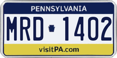 PA license plate MRD1402