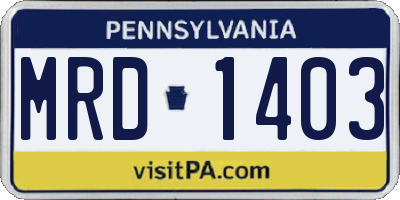 PA license plate MRD1403