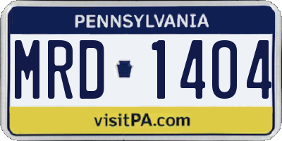 PA license plate MRD1404