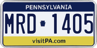 PA license plate MRD1405