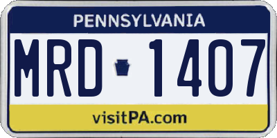PA license plate MRD1407