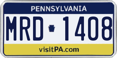 PA license plate MRD1408