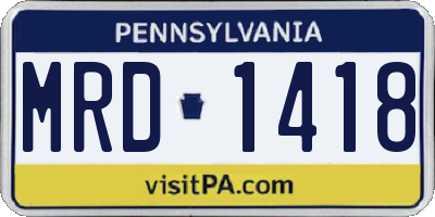 PA license plate MRD1418