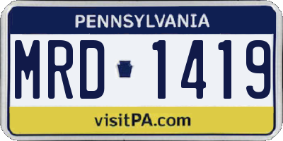 PA license plate MRD1419