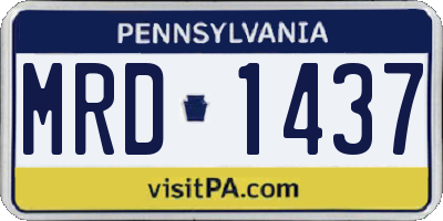 PA license plate MRD1437