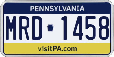 PA license plate MRD1458