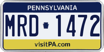 PA license plate MRD1472