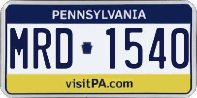 PA license plate MRD1540
