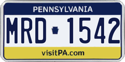 PA license plate MRD1542