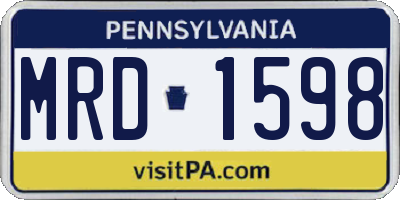 PA license plate MRD1598