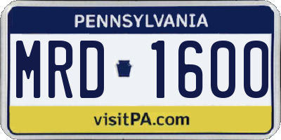 PA license plate MRD1600