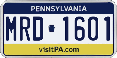 PA license plate MRD1601