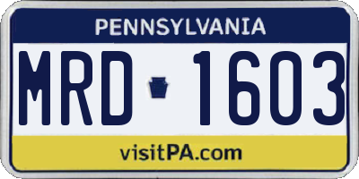 PA license plate MRD1603