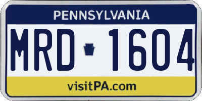 PA license plate MRD1604