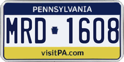PA license plate MRD1608