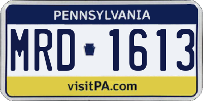 PA license plate MRD1613
