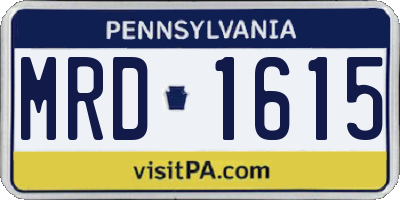PA license plate MRD1615