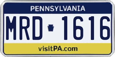 PA license plate MRD1616