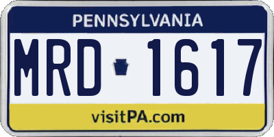 PA license plate MRD1617