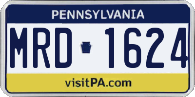 PA license plate MRD1624