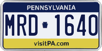 PA license plate MRD1640