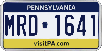 PA license plate MRD1641