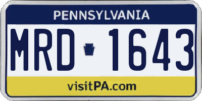 PA license plate MRD1643