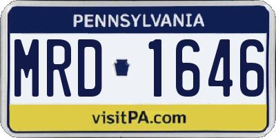 PA license plate MRD1646