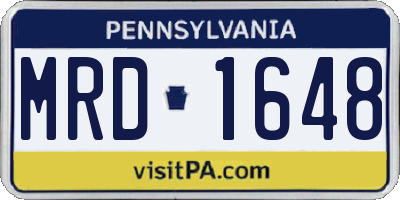 PA license plate MRD1648