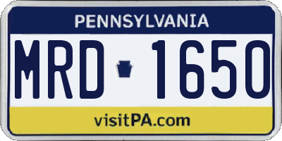 PA license plate MRD1650