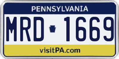 PA license plate MRD1669