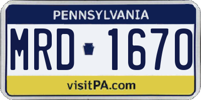 PA license plate MRD1670