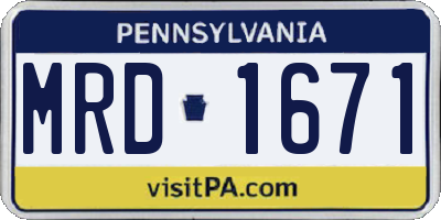 PA license plate MRD1671