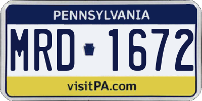 PA license plate MRD1672
