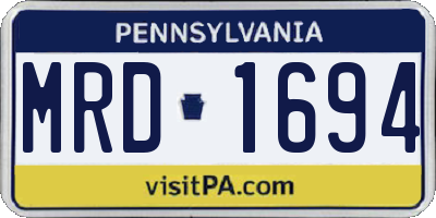 PA license plate MRD1694