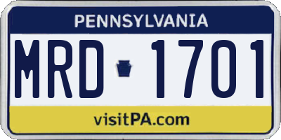 PA license plate MRD1701