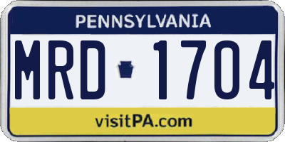 PA license plate MRD1704