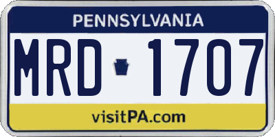 PA license plate MRD1707