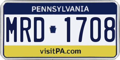 PA license plate MRD1708